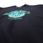 Hard Rock CAFE 90s Logo Embroidered Sweatshirt L Black Cotton Fleece Lining BANGKOK