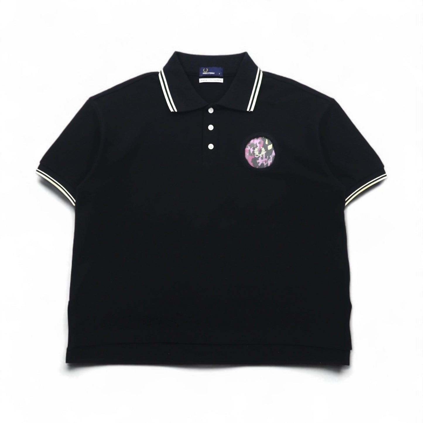 FRED PERRY × AKANE UTSUNOMIYA ワイドシルエット ポロシャツ S ブラック コットン 鹿の子 Pique Shirt F5334 日本製