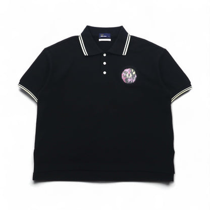 FRED PERRY × AKANE UTSUNOMIYA ワイドシルエット ポロシャツ S ブラック コットン 鹿の子 Pique Shirt F5334 日本製