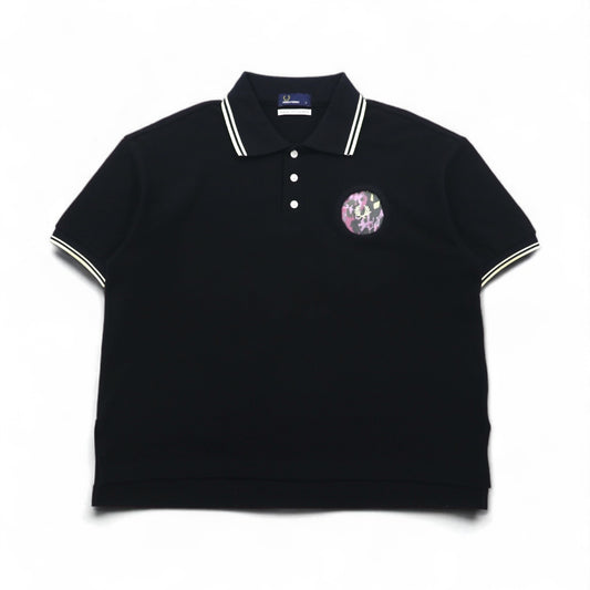 FRED PERRY × AKANE UTSUNOMIYA ワイドシルエット ポロシャツ S ブラック コットン 鹿の子 Pique Shirt F5334 日本製