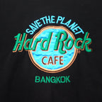 Hard Rock CAFE 90s Logo Embroidered Sweatshirt L Black Cotton Fleece Lining BANGKOK