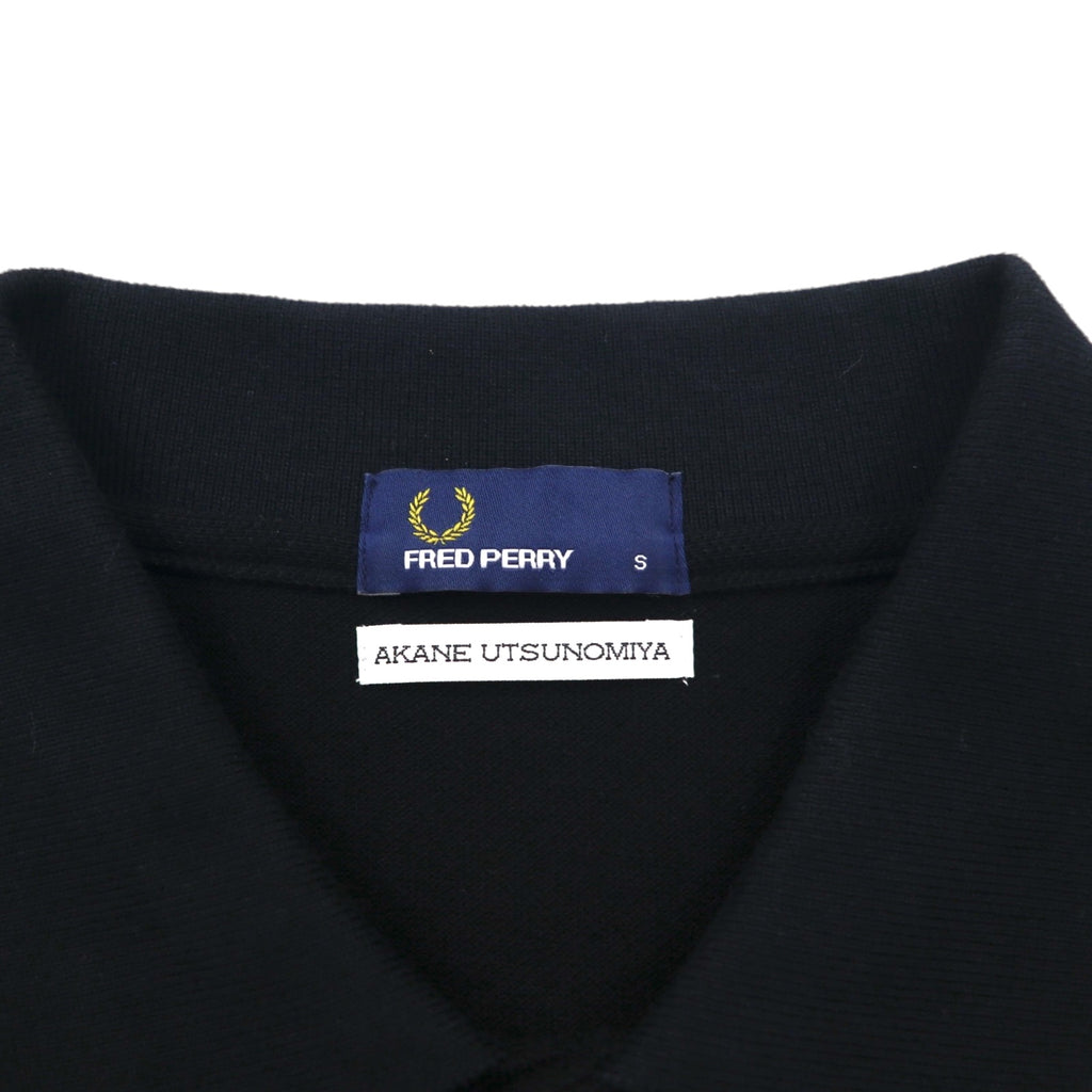 FRED PERRY x AKANE UTSUNOMIYA Wide-leg Polo Shirt, Size S, Black Cotton, Pique Pique Shirt, F5334, Made in Japan