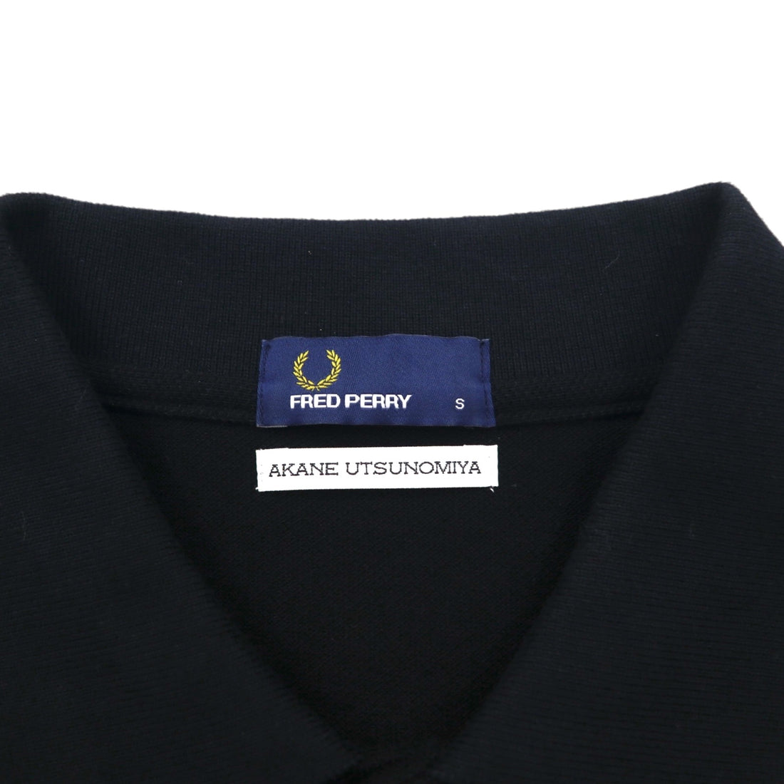 FRED PERRY x AKANE UTSUNOMIYA Wide-leg Polo Shirt, Size S, Black Cotton, Pique Pique Shirt, F5334, Made in Japan
