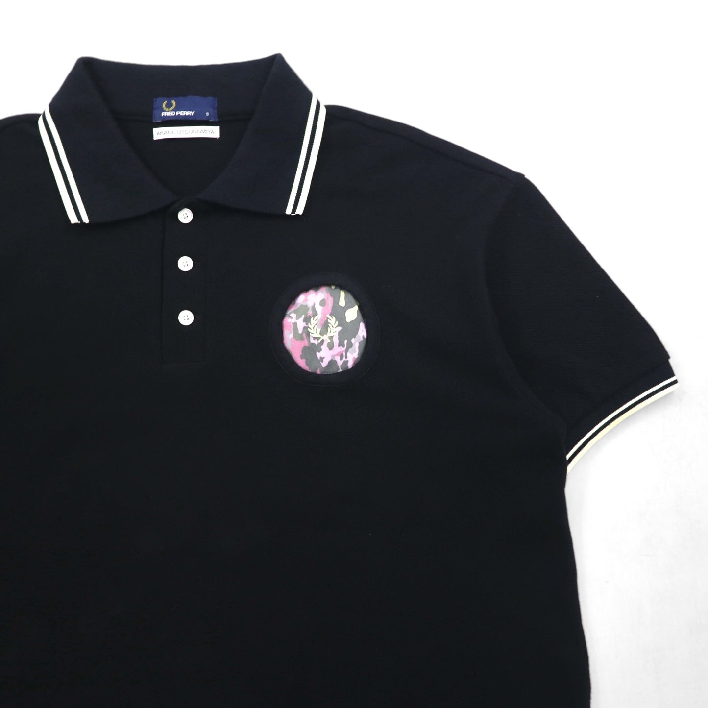 FRED PERRY × AKANE UTSUNOMIYA ワイドシルエット ポロシャツ S ブラック コットン 鹿の子 Pique Shirt F5334 日本製