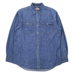 HARLEY DAVIDSON Back logo embroidered denim shirt XL Blue Cotton Snap button