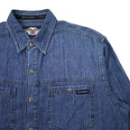 HARLEY DAVIDSON Back logo embroidered denim shirt XL Blue Cotton Snap button