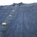 HARLEY DAVIDSON Back logo embroidered denim shirt XL Blue Cotton Snap button