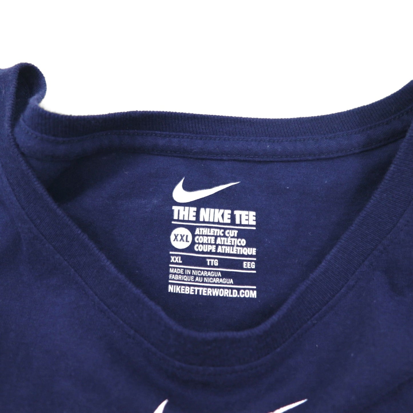 NIKE ベースボール プリントTシャツ 2XL ネイビー コットン MLB INDIANS センタースウォッシュ