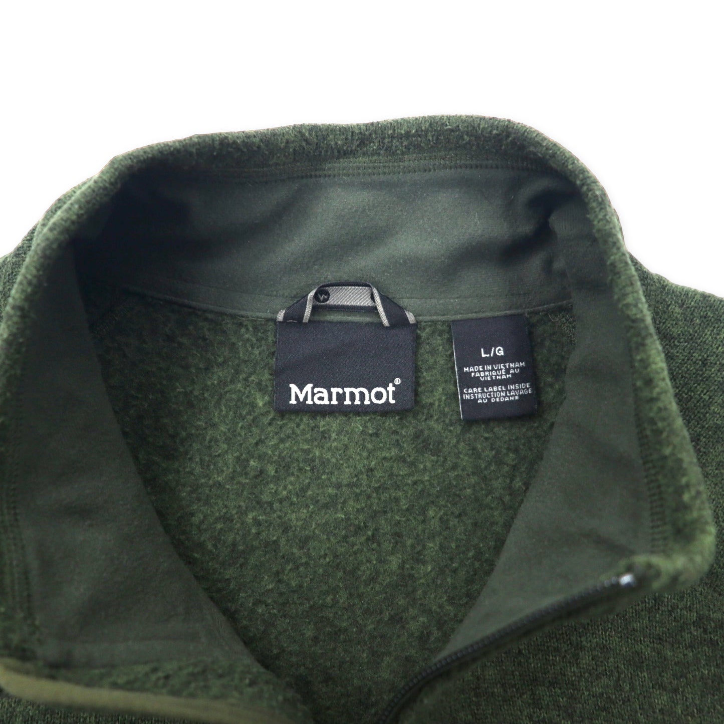 Marmot フルジップ フリースジャケット L カーキ ポリエステル ワンポイントロゴ刺繍