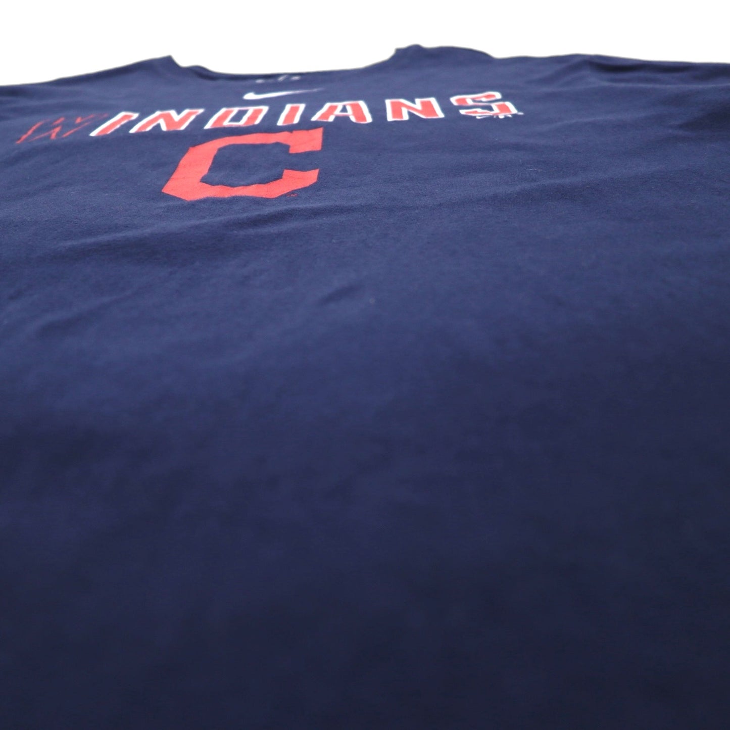 NIKE ベースボール プリントTシャツ 2XL ネイビー コットン MLB INDIANS センタースウォッシュ