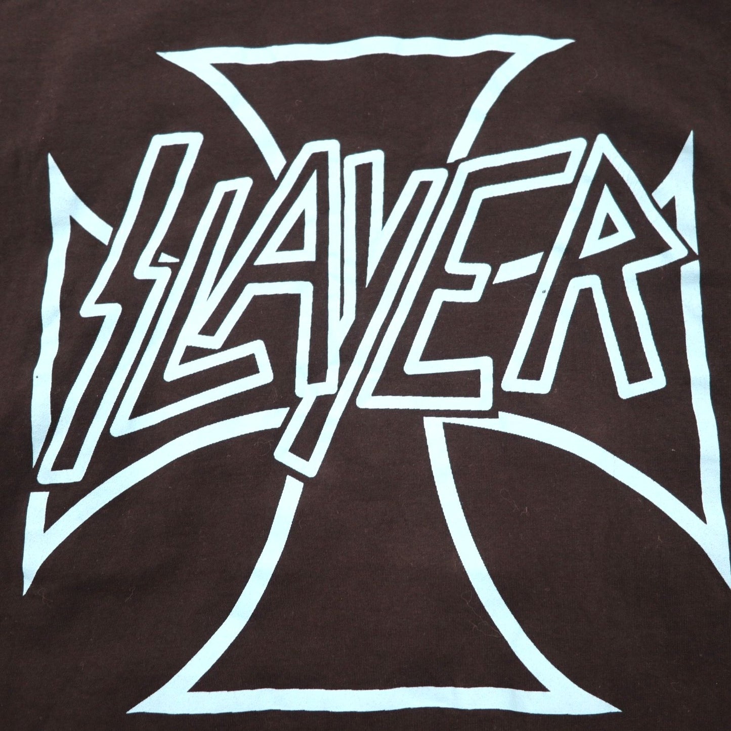 SLAYER Band T-Shirt L Black Cotton Double-sided Print Skull FRUIT OF THE LOOM Made in Morocco