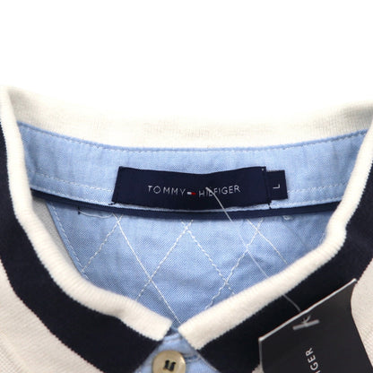 TOMMY HILFIGER ポロシャツ L ホワイト コットン 鹿の子 ナンバリング ロゴ刺繍 未使用品