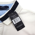 TOMMY HILFIGER Polo Shirt, Size L, White Cotton, Pique, Numbering, Logo Embroidery, Unused