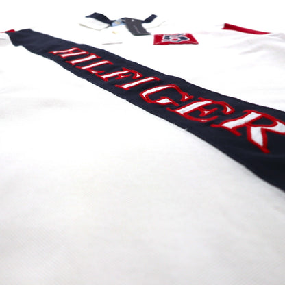 TOMMY HILFIGER ポロシャツ L ホワイト コットン 鹿の子 ナンバリング ロゴ刺繍 未使用品