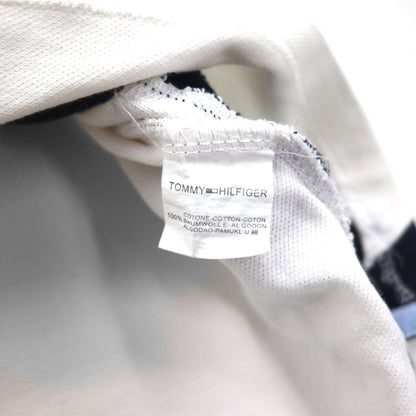 TOMMY HILFIGER ポロシャツ L ホワイト コットン 鹿の子 ナンバリング ロゴ刺繍 未使用品