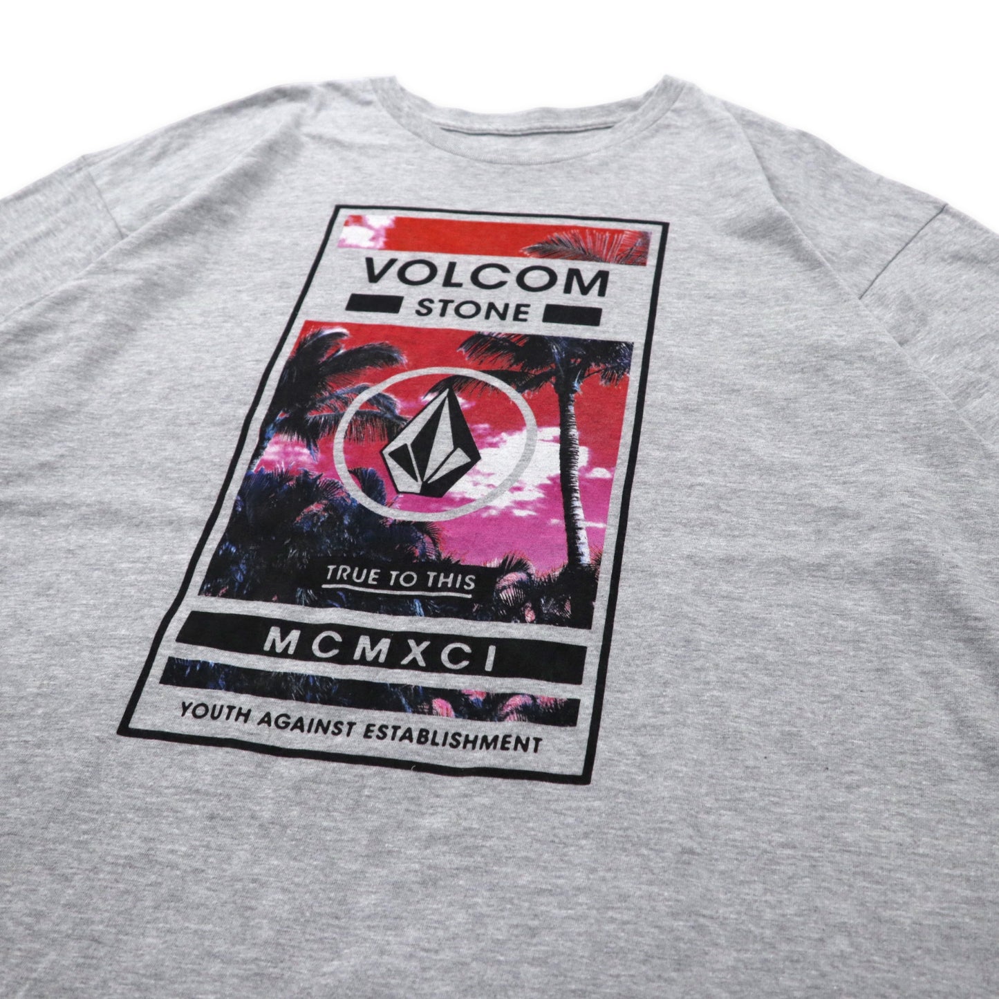 VOLCOM ビッグサイズ  Tシャツ XXL グレー コットン プリント メキシコ製