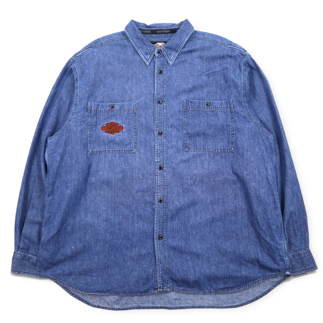 HARLEY DAVIDSON denim shirt XXXL blue cotton logo embroidery back logo