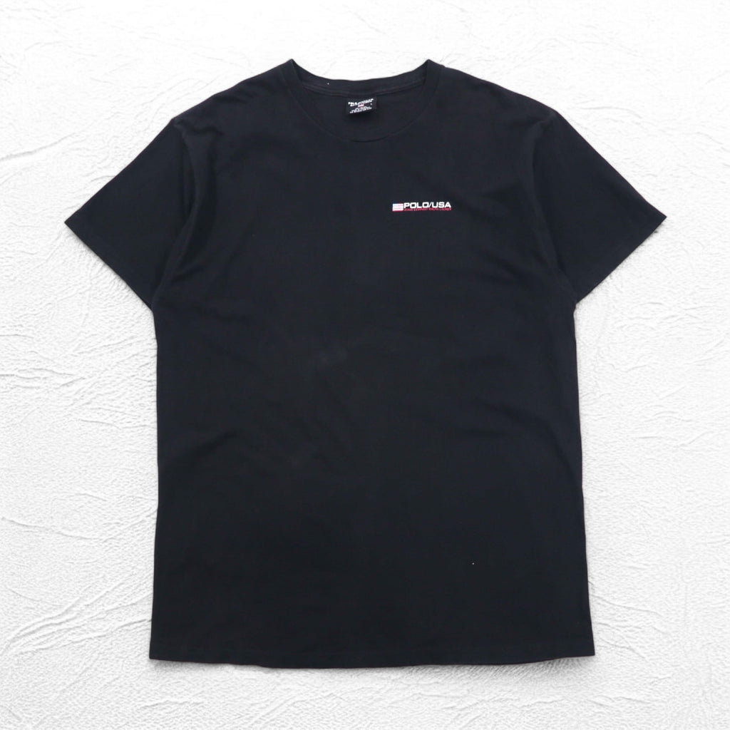 POLO JEANS CO. RALPH LAUREN 90年代 Tシャツ L ブラック コットン 星条旗 ワンポイントロゴ