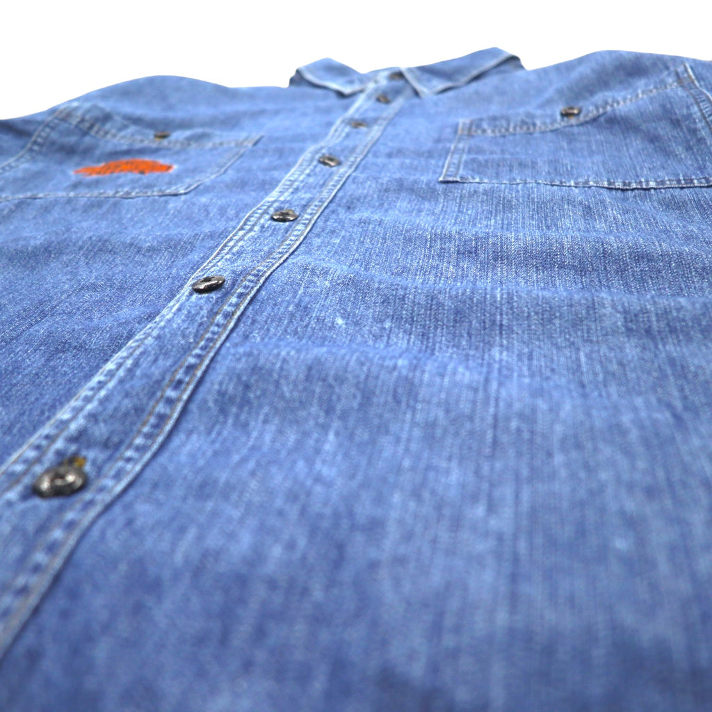 HARLEY DAVIDSON denim shirt XXXL blue cotton logo embroidery back logo