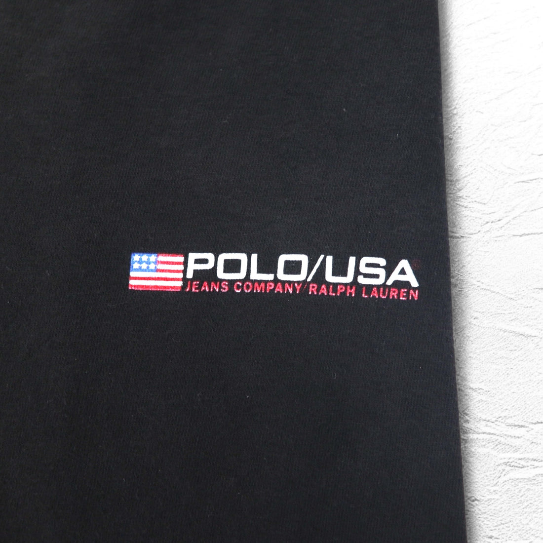 POLO JEANS CO. RALPH LAUREN 90年代 Tシャツ L ブラック コットン 星条旗 ワンポイントロゴ