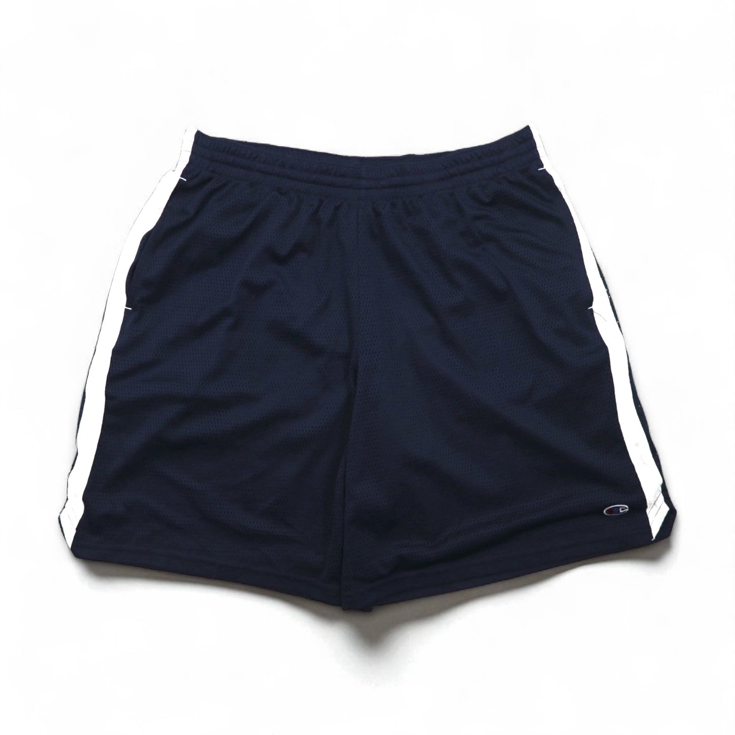 Champion メッシュ ゲームパンツ ショートパンツ 2XL ネイビー サイドライン ワンポイントロゴ エルサルバドル製