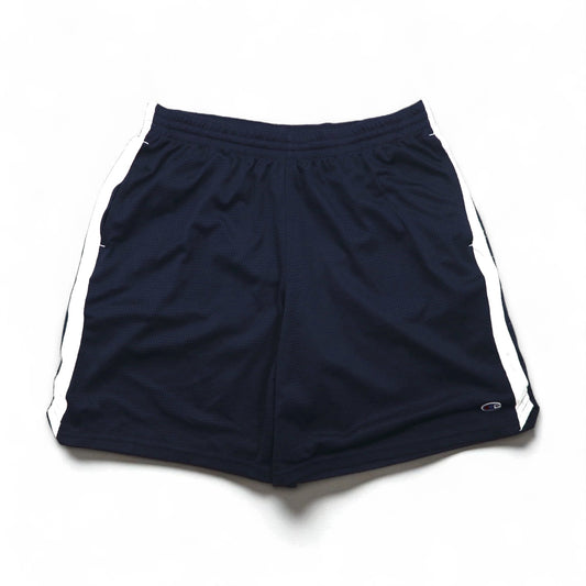 Champion メッシュ ゲームパンツ ショートパンツ 2XL ネイビー サイドライン ワンポイントロゴ エルサルバドル製