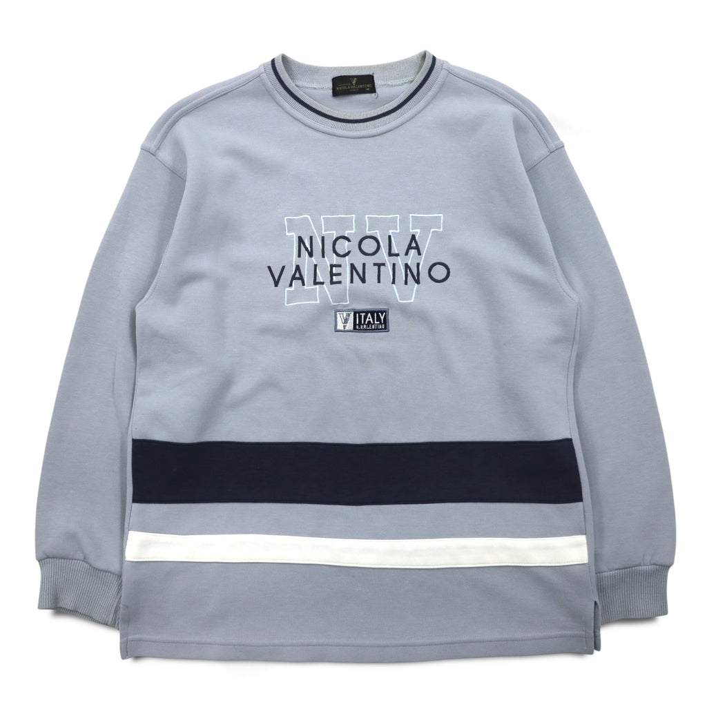 90s NICOLA VALENTINO Logo Embroidered Sweatshirt, Medium, Blue, Cotton