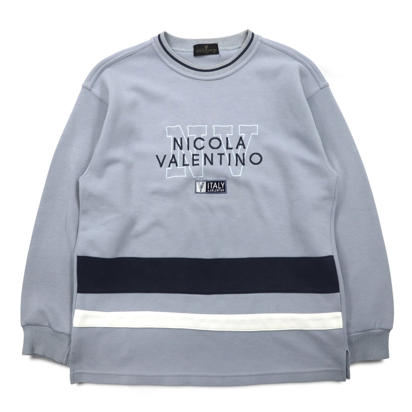 90年代 NICOLA VALENTINO ロゴ刺繍 スウェット M ブルー コットン