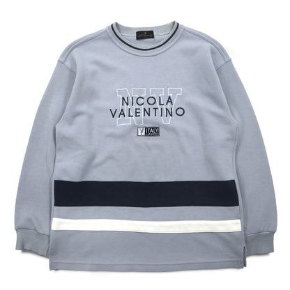 90年代 NICOLA VALENTINO ロゴ刺繍 スウェット M ブルー コットン