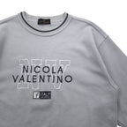 90s NICOLA VALENTINO Logo Embroidered Sweatshirt, Medium, Blue, Cotton
