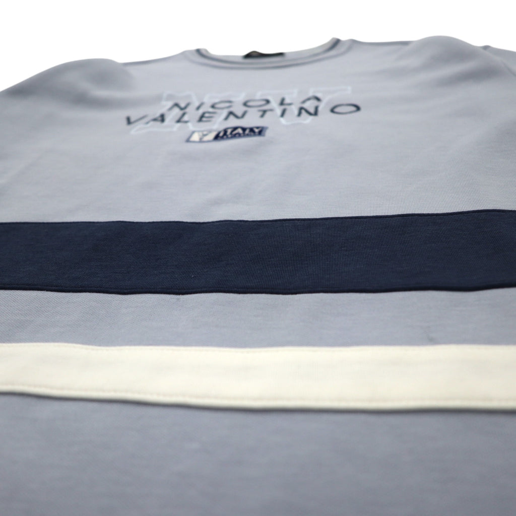 90s NICOLA VALENTINO Logo Embroidered Sweatshirt, Medium, Blue, Cotton