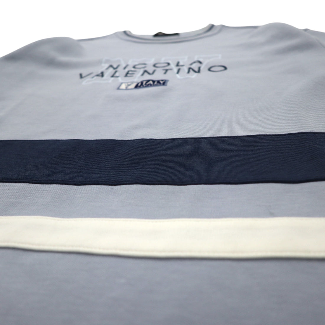 90s NICOLA VALENTINO Logo Embroidered Sweatshirt, Medium, Blue, Cotton