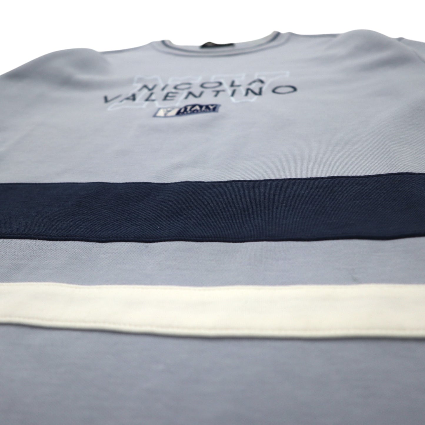 90年代 NICOLA VALENTINO ロゴ刺繍 スウェット M ブルー コットン