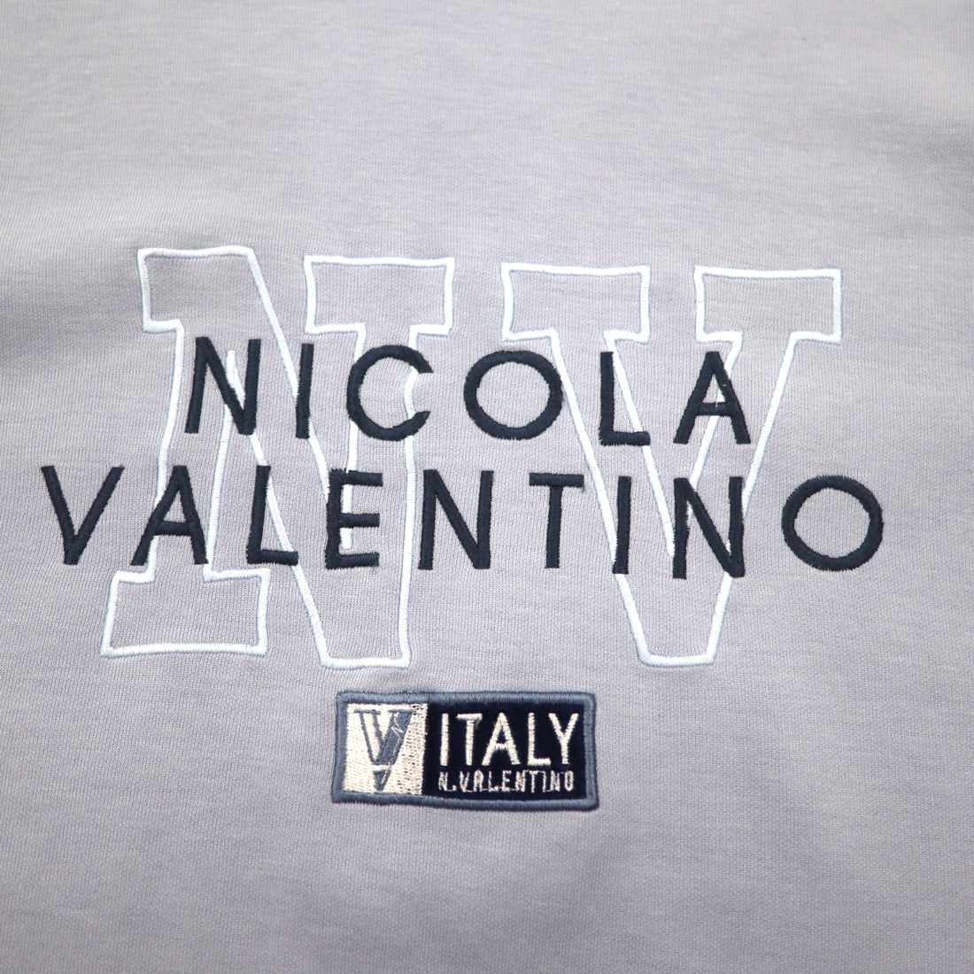90s NICOLA VALENTINO Logo Embroidered Sweatshirt, Medium, Blue, Cotton