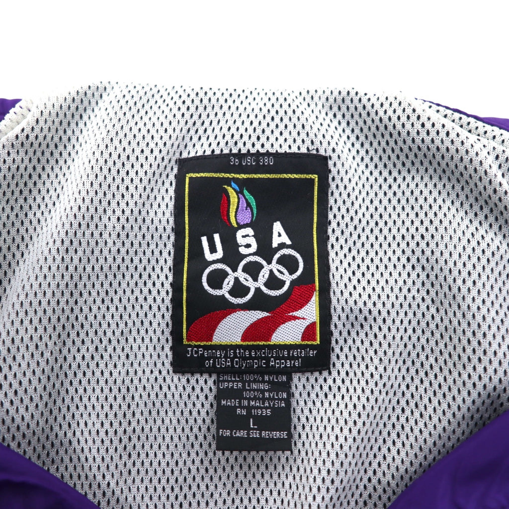 JC PENNEY 90年代 ナイロン トレーニングジャケット L ブラック メッシュライナー フード収納式 USA OLYMPIC