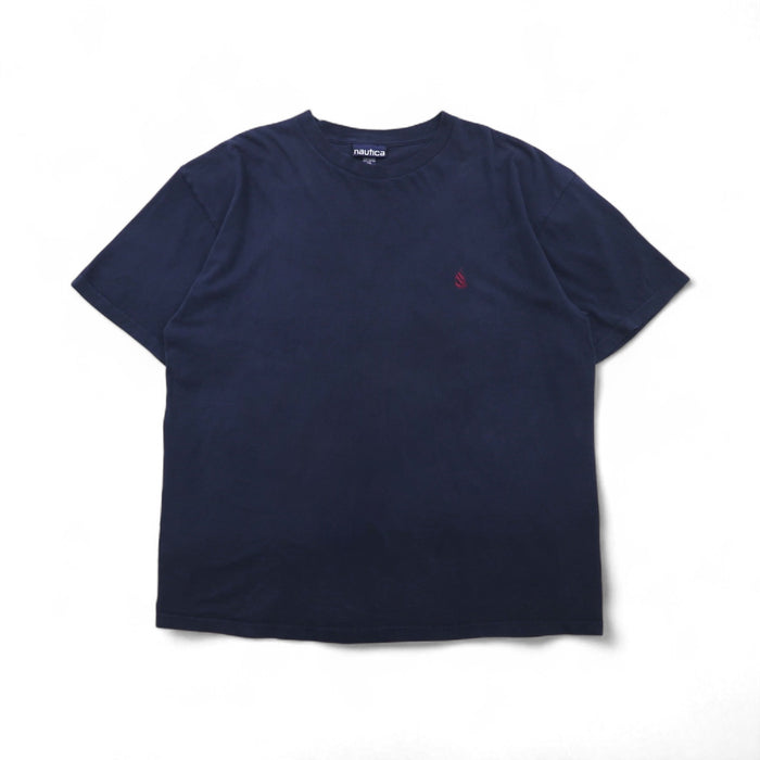 nautica 90年代 USA製 ワンポイントロゴ刺繍 Tシャツ 2XL ネイビー コットン