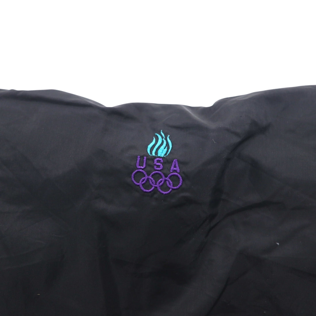 JC PENNEY 90年代 ナイロン トレーニングジャケット L ブラック メッシュライナー フード収納式 USA OLYMPIC