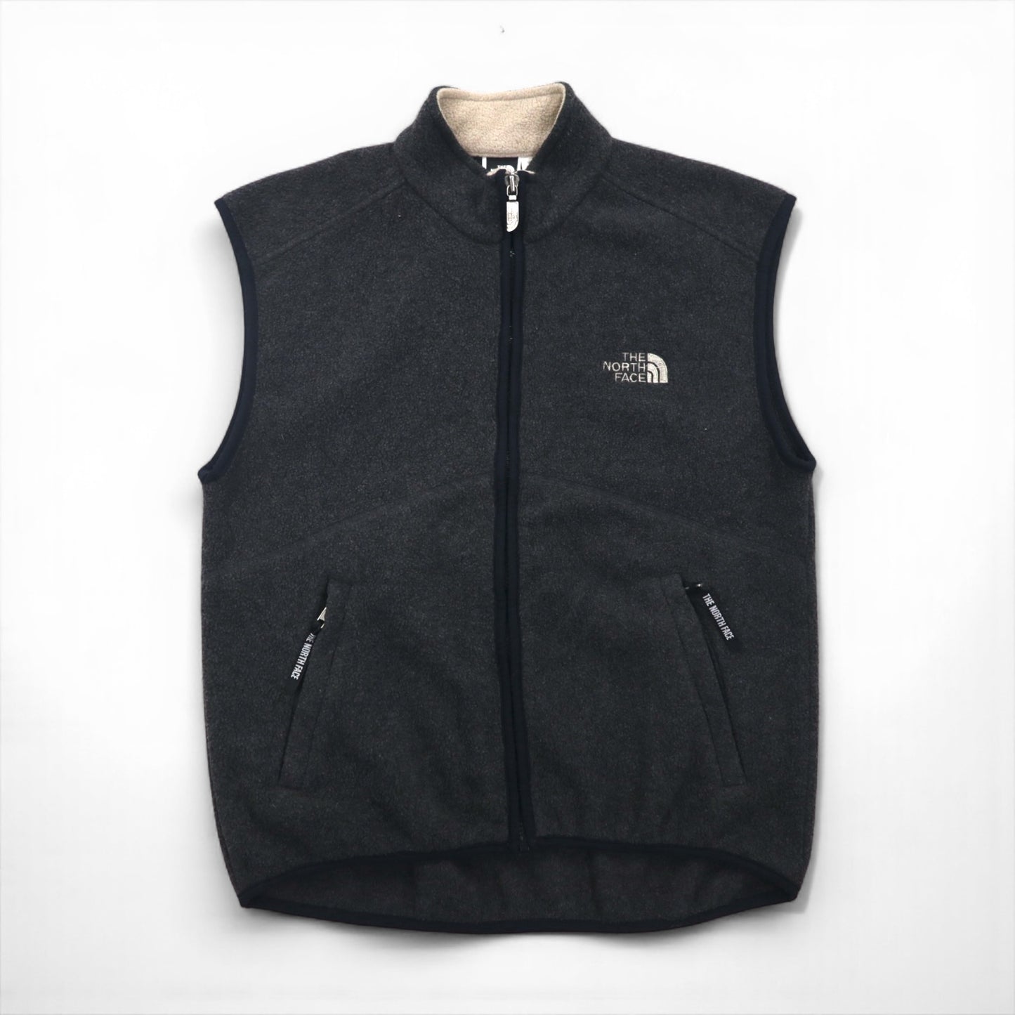 THE NORTH FACE 90年代 USA製 フリース ベスト S グレー ワンポイントロゴ ジップポケット