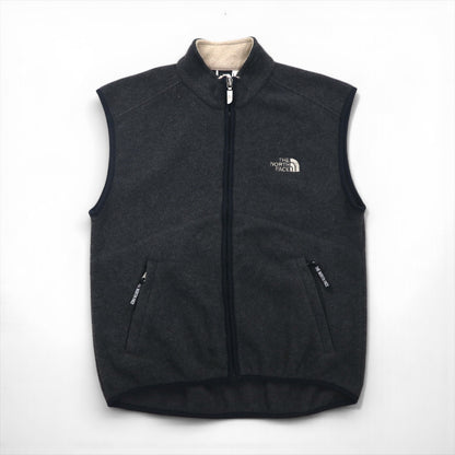 THE NORTH FACE 90年代 USA製 フリース ベスト S グレー ワンポイントロゴ ジップポケット