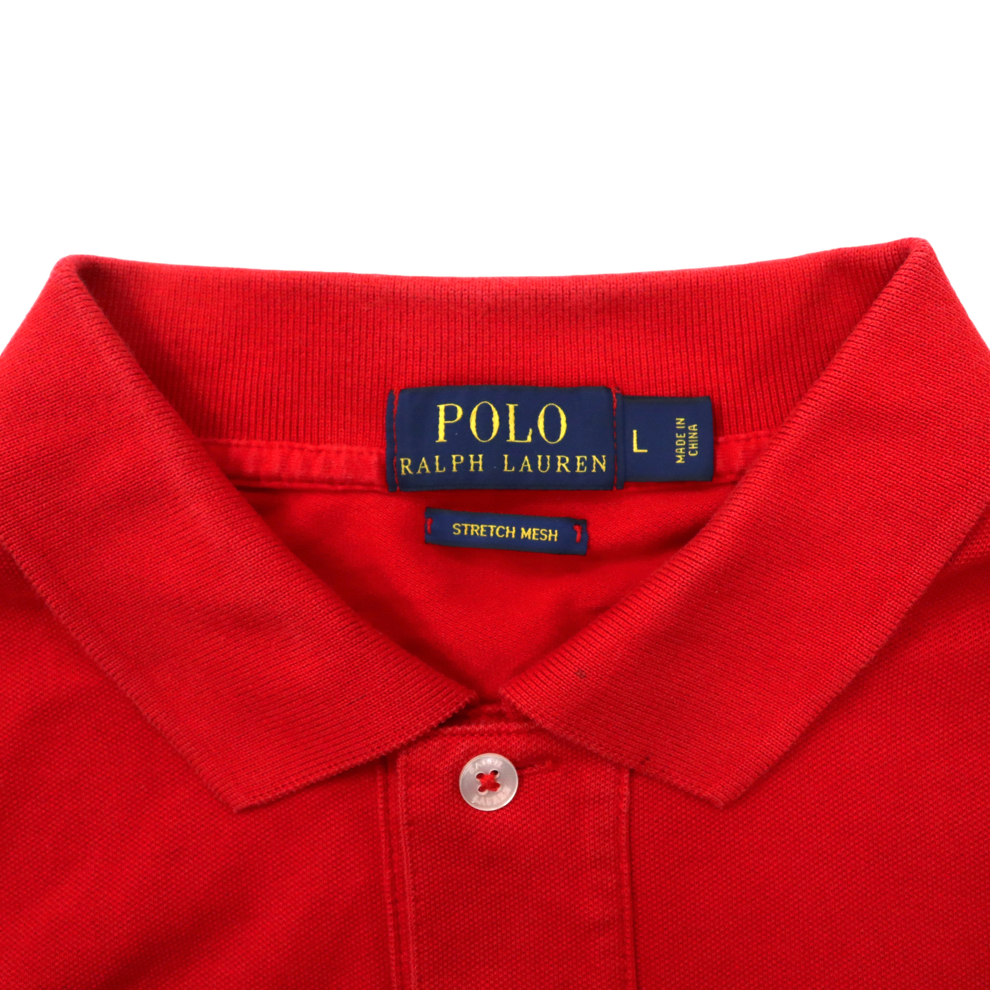 POLO RALPH LAUREN ポロシャツ L レッド コットン STRETCH MESH スモールポニー刺繍