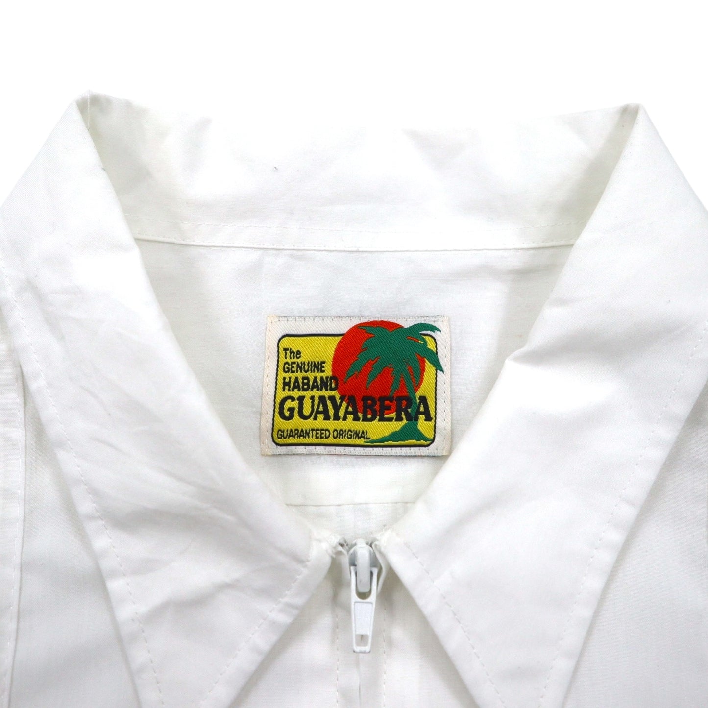 GUAYABERA 90s Full-Zip Cuban Shirt, Short Sleeve, Box Shirt, XL, White, Embroidered