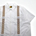 GUAYABERA 90s Full-Zip Cuban Shirt, Short Sleeve, Box Shirt, XL, White, Embroidered