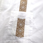 GUAYABERA 90s Full-Zip Cuban Shirt, Short Sleeve, Box Shirt, XL, White, Embroidered