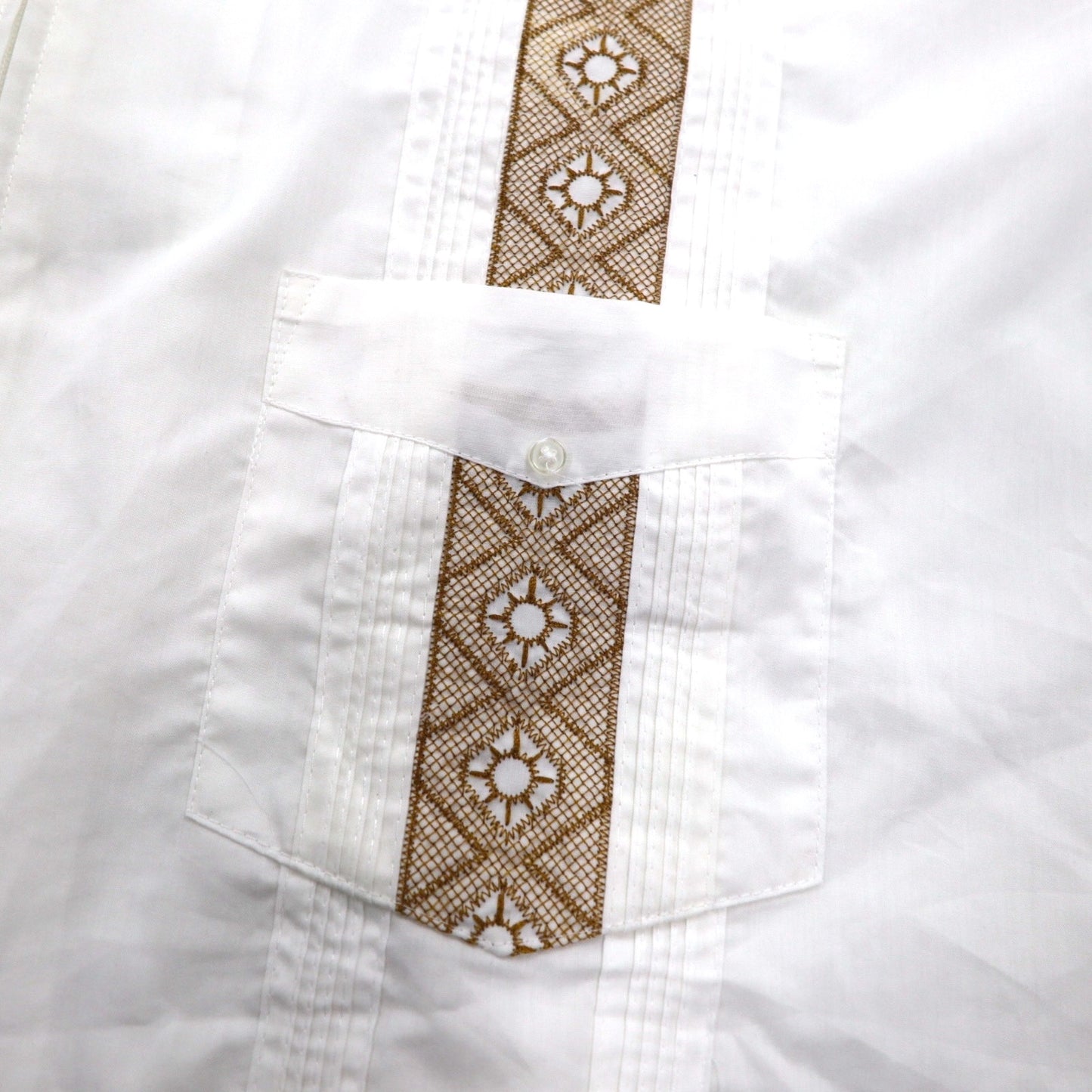 GUAYABERA 90s Full-Zip Cuban Shirt, Short Sleeve, Box Shirt, XL, White, Embroidered