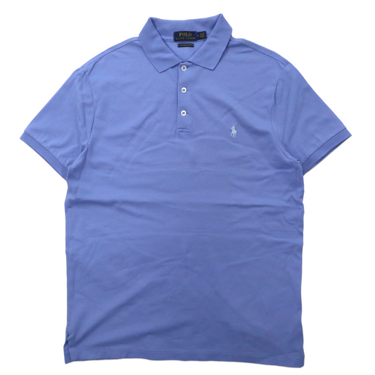 POLO RALPH LAUREN ポロシャツ M ブルー コットン CUSTOM SLIM FIT スモールポニー刺繍