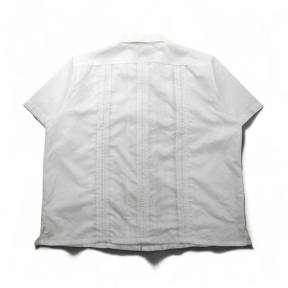 GUAYABERA 90s Full-Zip Cuban Shirt, Short Sleeve, Box Shirt, XL, White, Embroidered