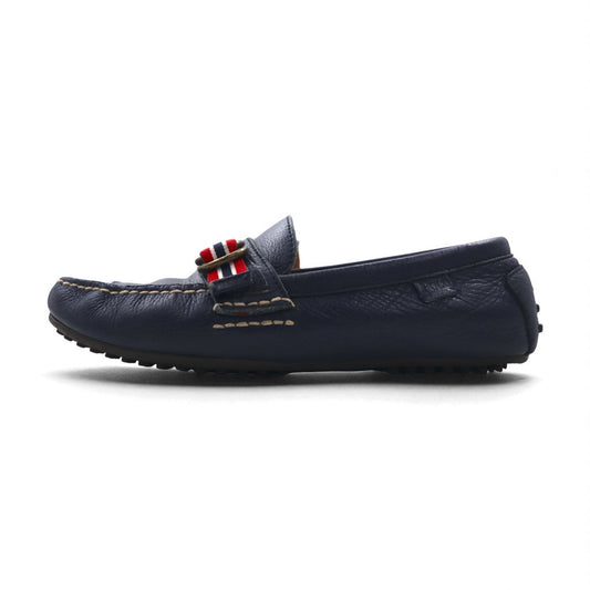 POLO RALPH LAUREN リボン ローファー ドライビングシューズ 26.5cm ネイビー シボ革 レザー WILLEM 11571