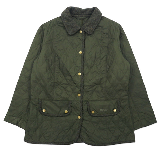 Barbour キルティングジャケット XL カーキ ナイロン ツイード切替 VINTAGE TWEED QUILT JACKET LQU02620L71