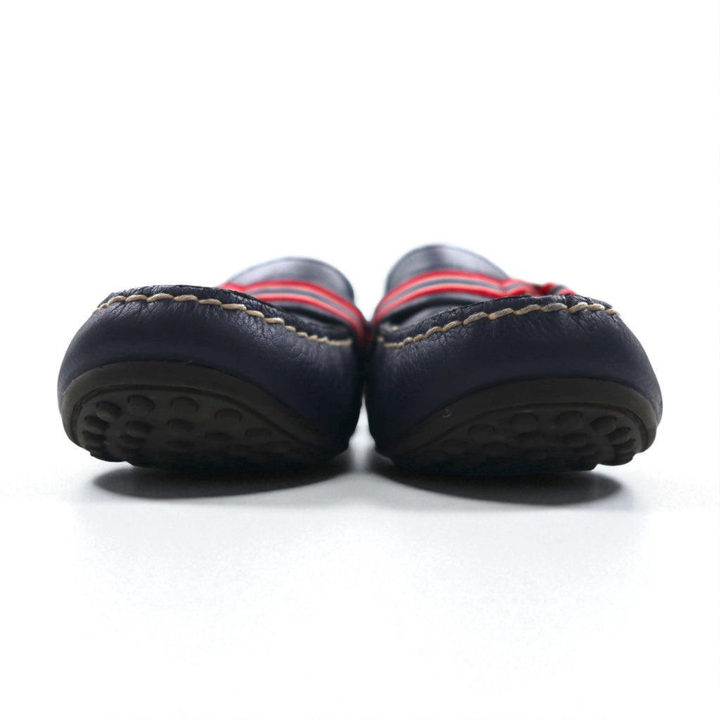 POLO RALPH LAUREN Ribbon Loafers, Driving Shoes, Size 26.5cm, Navy Grained Leather, WILLEM 11571