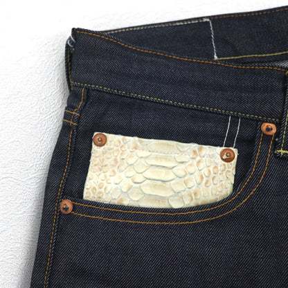 SUN/kakke デニム パンツ S インディゴ ブルー パイソン パッチ snake pocket denim pants 日本製